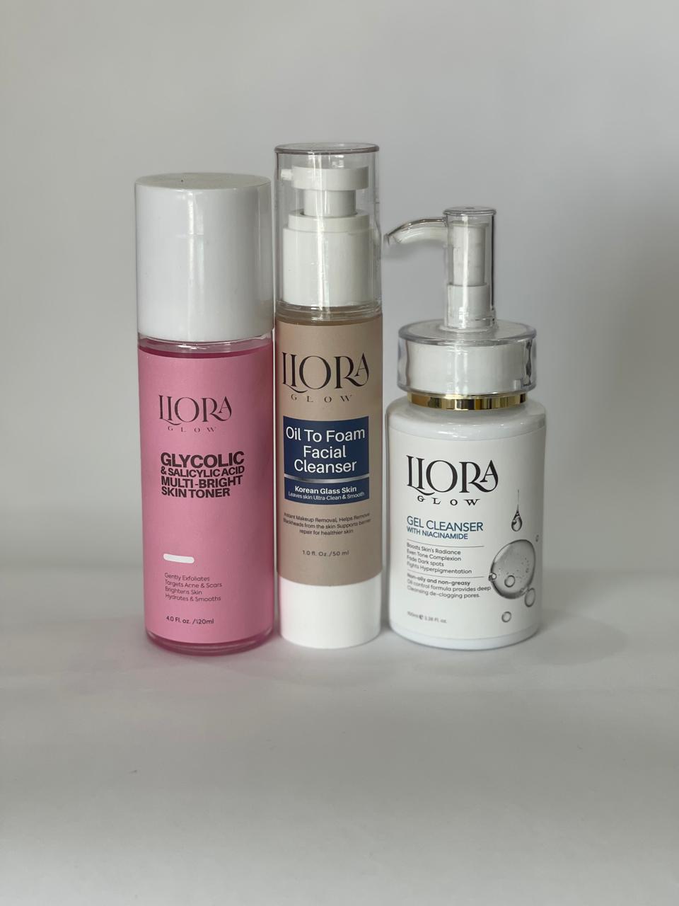 Glycolic Acid Toner, Oil-to-Foam Cleanser, Niacinamide Gel Cleanser