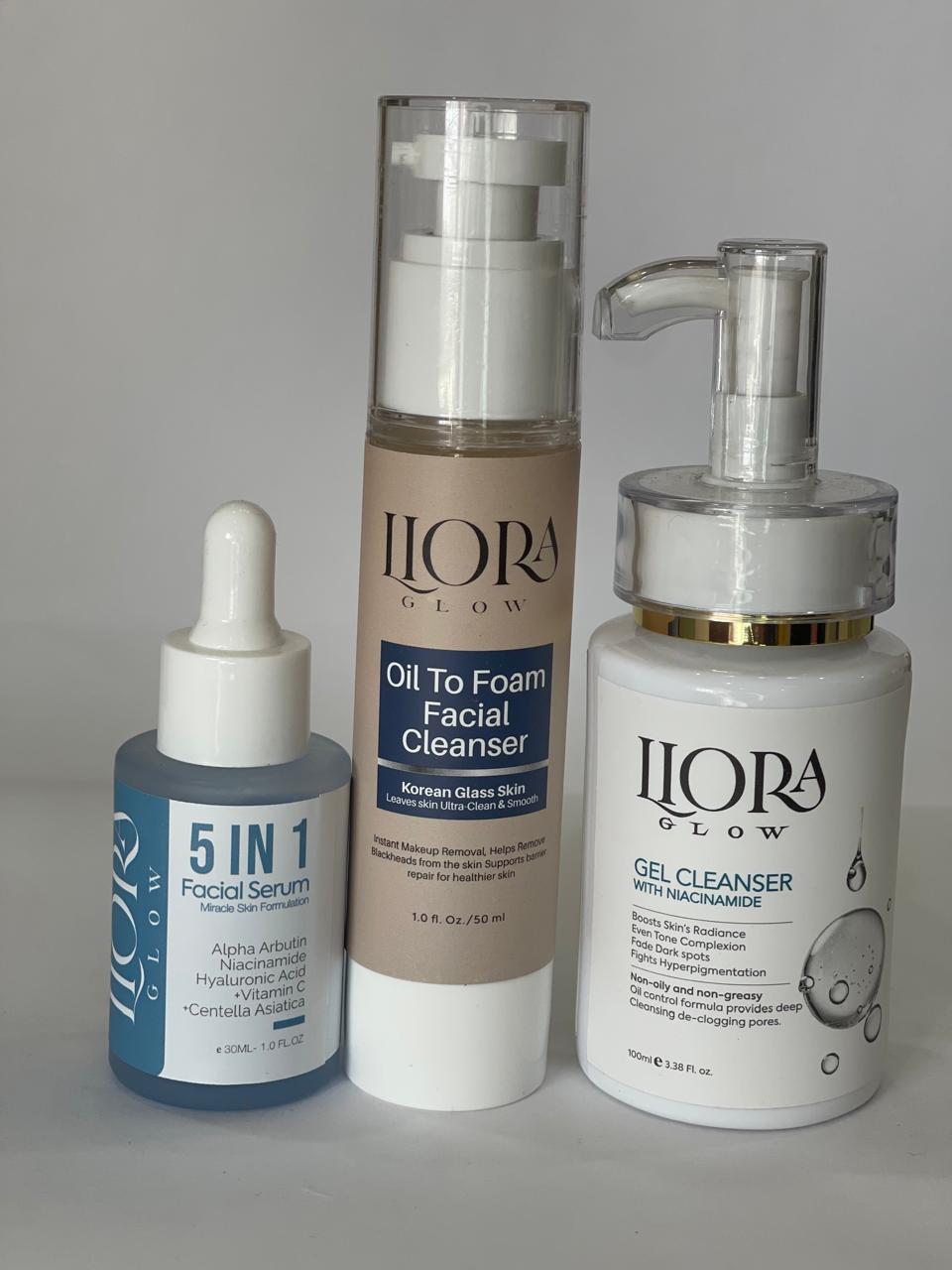 5-in-1 Facial Serum, Oil-to-Foam Cleanser, Niacinamide Gel Cleanser
