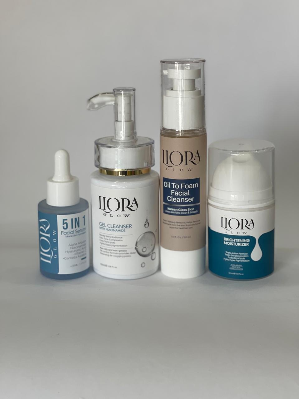 5 in 1 FACIAL SERUM   +GEL CLEANSER WITH NIACINAMIDE   +OIL TO FOAM FACIAL CLEANSER  +BRIGHTENING MOISTURISER