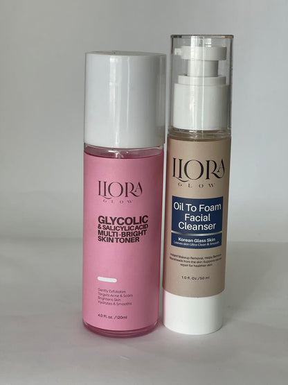 Glycolic AcidToner, Oil-to-Foam Cleanser