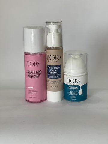 GLYCOLIC & SALICYLIC TONER      +OIL TO FOAM FACIAL CLEANSER    +BRIGHTENING MOISTURISER