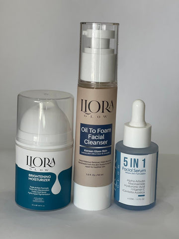 BRIGHTENING MOISTURISER + OIL TO FOAM FACIAL CLEANSER  + 5 in 1 FACIAL SERUM
